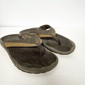 OluKai Ohana Men's Beach Sandals Brown US 12 Slip On Thong Comfort